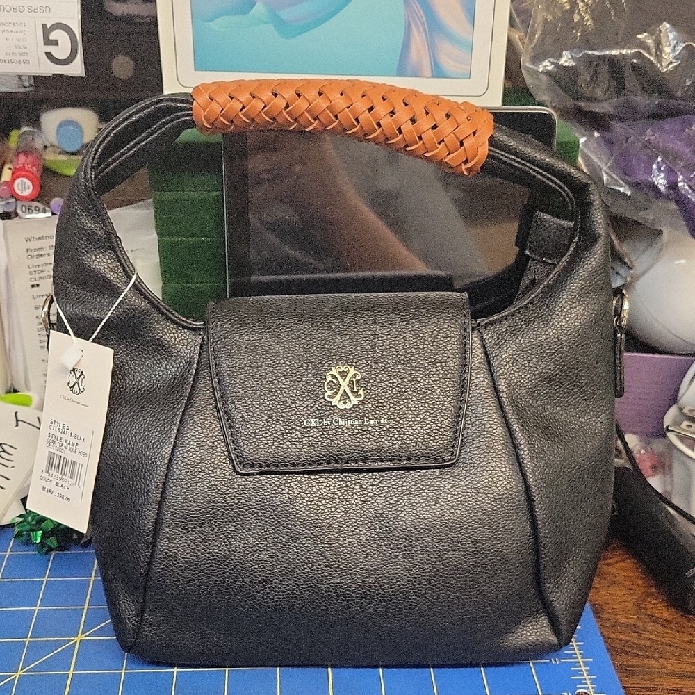 Christian Lacroix Textured Cora Top Handle Hobo Crossbody 8x6x3 NWT Bag